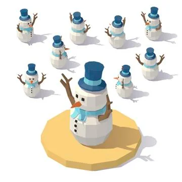 Low poly Christmas snowman Stock Illustration