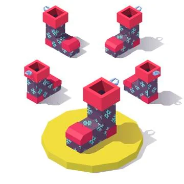 Low poly Christmas stocking Stock Illustration