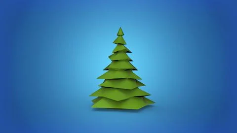 Low poly christmas tree 3d render illustration Stock Illustration