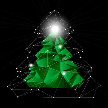 Low poly christmas tree Stock Illustration