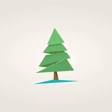 Low poly christmas tree symbol with presents. Holiday vector background in Stock Illustration