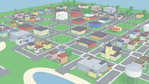Low Poly city 3d map bg able to loop endless Stock Footage 336671314