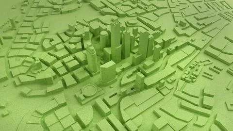 Low poly city in grass texture 库存插图
