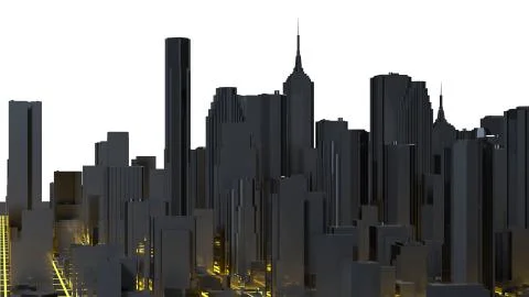 Low poly city views from above. 3d rendering Ilustração Stock