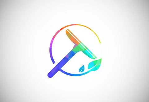 Low Poly Cleaning Service Logo Design Template, Cleaning Company Logo Sign .. Ilustración de archivo