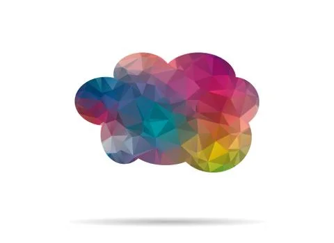 Low poly cloud colorful icon Stock Illustration