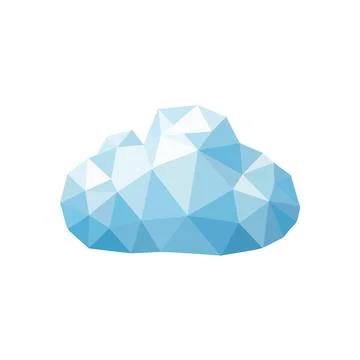 (Low Poly Cloud Icon. Abstract geometric graphic symbolizing virtual data s.. Stock Illustration