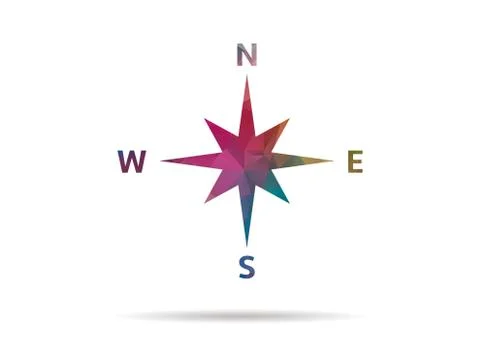 Low poly colorful compass icon Stock Illustration