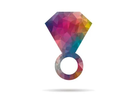 Low poly colorful diamond ring icon 스톡 일러스트