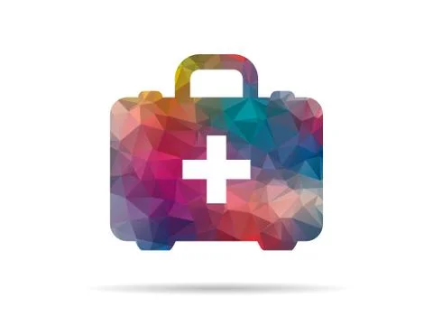 Low poly colorful icon first aid kit Illustrazione stock