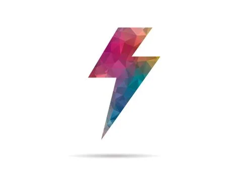 Low poly colorful lightning icon Illustrazione stock