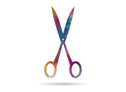 Low poly colorful scissors icon Stock Illustration