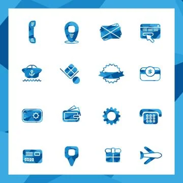 Low poly Commercial icon set Stock Illustration