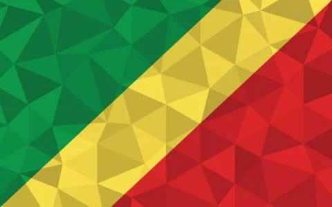 Low poly Congo flag vector illustration. Triangular Congolese flag graphic. R Illustrazione stock