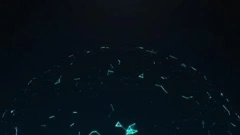 Low poly constellation horizon on dark background, futuristic network illus.. Stock Illustration