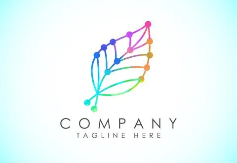 Low Poly Creative Leaf Technology Logo Design Template, Green Technology Lo.. Stock Illustration