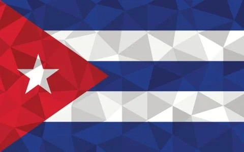 Low poly Cuba flag vector illustration. Triangular Cuban flag graphic. Cuba c Stock Illustration
