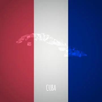 Low Poly Cuba Map with National Colors Stock Illustration