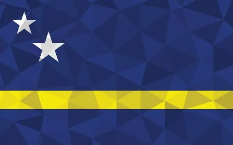 Low poly Curacao flag vector illustration. Triangular Curacaoan flag graphic. Stock Illustration