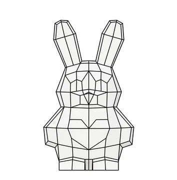 Low poly cute rabbit with heart on tummy, geometric style, 3d rendered Stock Illustration