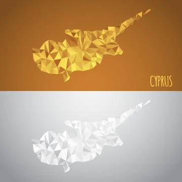 Low Poly Cyprus Map with National Colors Stock Illustration