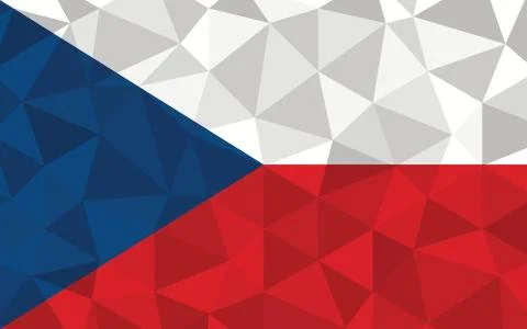 Low poly Czechia flag vector illustration. Triangular Czech flag graphic. Cze Stock-Illustration