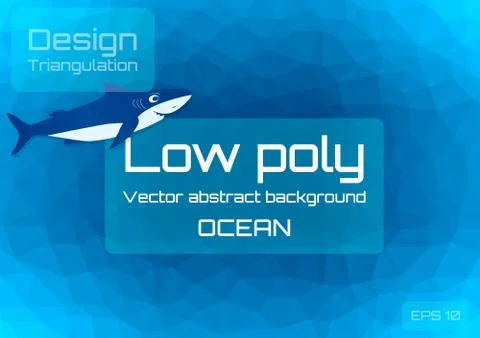 Low poly dark blue abstract background. Geometric triangulation of ocean depths Stock Illustration