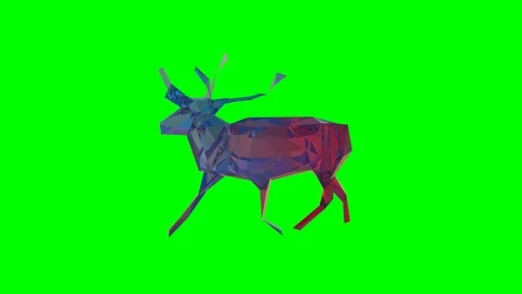 Low Poly Deer Of Glass Material, seamless looping 3D render Stock-Footage 127038313