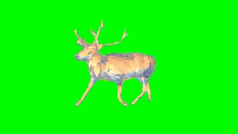 Low Poly Deer Of Glass Material, 3D render Video stock 127038995