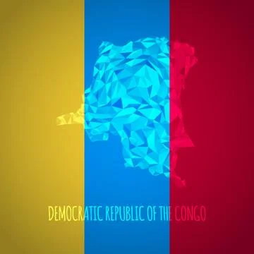 Low Poly Democratic Republic of The Congo with National Colors Stock Illustration
