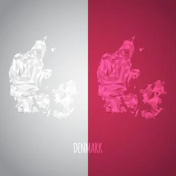 Low Poly Denmark Map with National Colors Stock Illustration