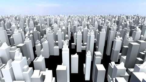 Low poly dense cityscape fly-through animation, 4k Vídeo Stock 228784159