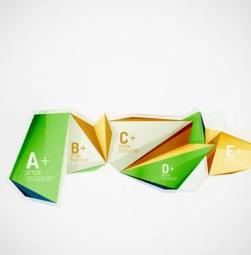 Low poly design 3d style, origami template with infographics. Option steps Illustrazione stock