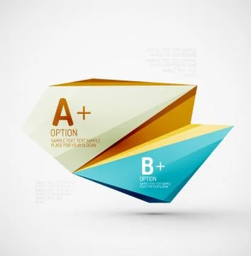 Low poly design 3d style, origami template with infographics. Option steps Stock Illustration