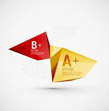 Low poly design 3d style, origami template with infographics. Option steps Stock Illustration