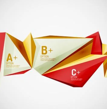 Low poly design 3d style, origami template with infographics. Option steps Stock Illustration
