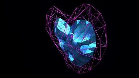 Low poly design blue heart. Video radial animation. Stock Footage 71948947