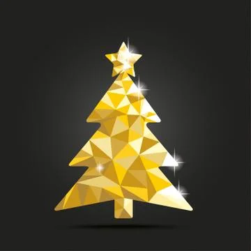 Low Poly Design Christmas Tree Dark Background Stock Illustration