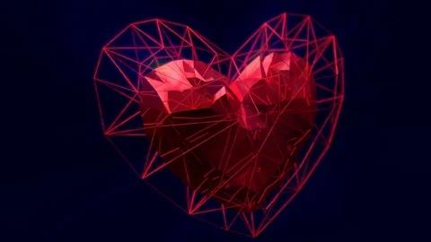Low poly design poly heart. Video radial animation. Stock Footage 71798412