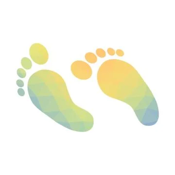 Low poly design of two feets isolated on white Stock Illustration