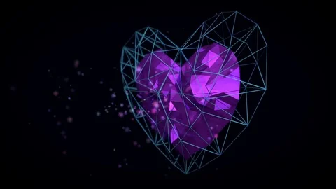 Low poly design violet heart. Video radial animation. Stock Footage 71948996