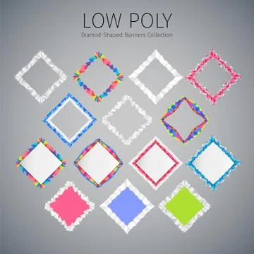 Low Poly Diamond-Shaped Banners Set Stock Illustration