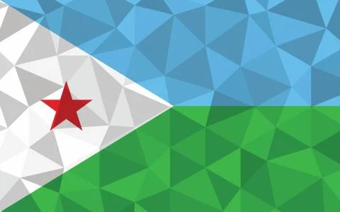 Low poly Djibouti flag vector illustration. Triangular Djiboutian flag graphi Ilustración de archivo