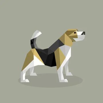 Low poly dog image. Vector illustration of a 3d puppy. Иллюстрация