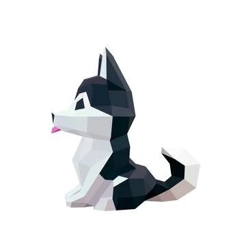 Low poly dog image. Vector illustration of a 3d puppy. Stock-Illustration