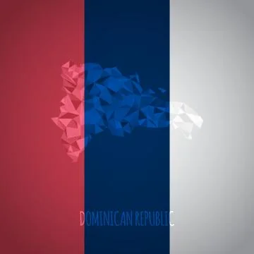 Low Poly Dominican Republic Map with National Colors Stock Illustration