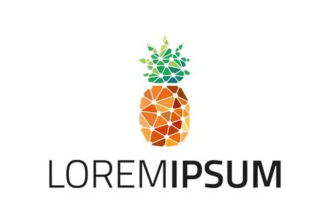Low Poly Dot Connect Orange Pineapple Logo Design	 Stock Illustration