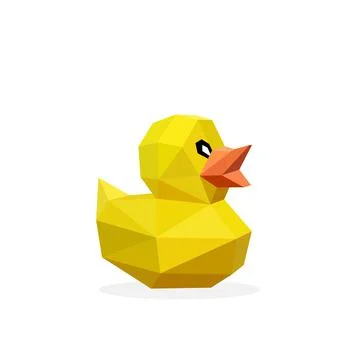 Low poly duck image. Vector illustration of a polygonal duck animal logo. Stock Illustration