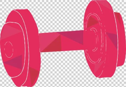 Low-poly dumbbell is floating on transparent background, showing vibrant Stock Illustration