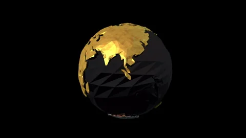 Low Poly Earth Gold Version Stock Footage 251615190